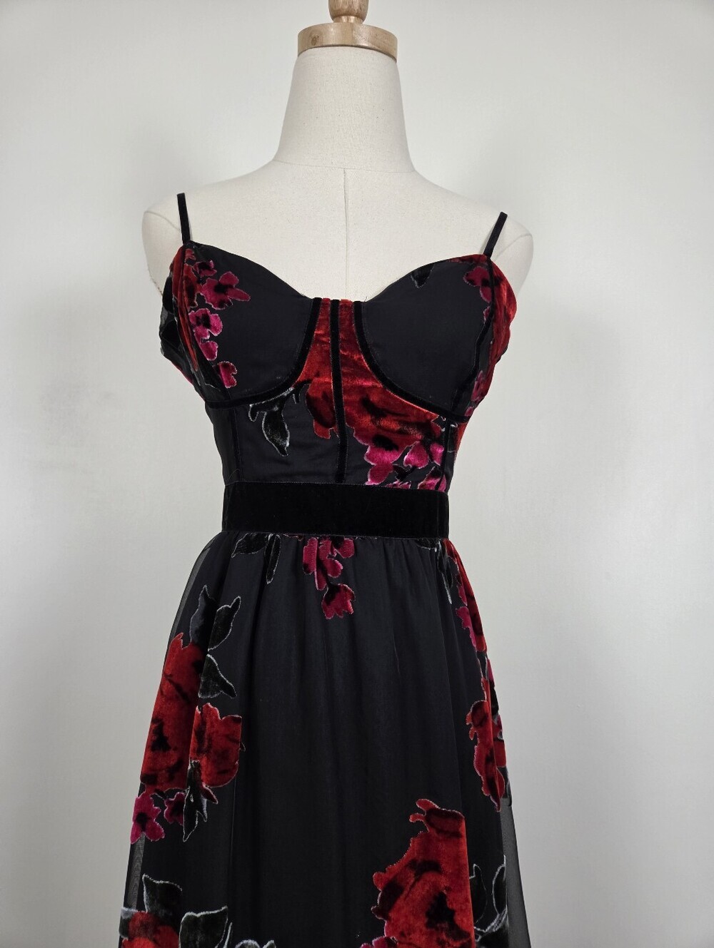 Betsey Johnson Floral High Low Corset Midi Dress Size Small Formal (u) - Picture 3 of 14